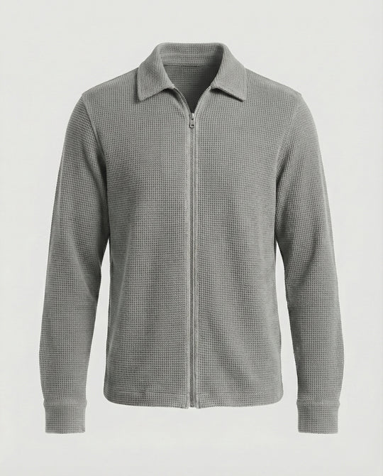Herren Eleganter Langarmshirt mit strukturierter Oberflächenbeschaffenheit und hochwertigem Reißverschluss EB