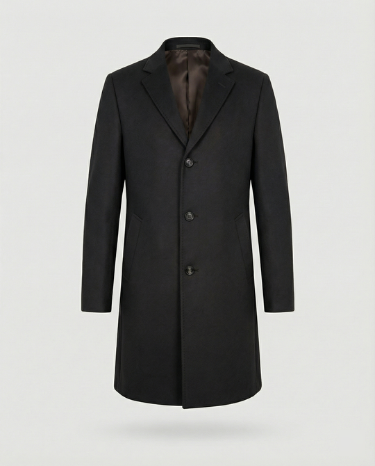 Herren eleganter Wollmantel mit klassischem Revers und praktischen Taschen EB