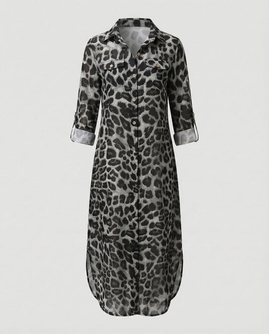 Freizeitkleid Damen Hemdblusenkleid Schlitz