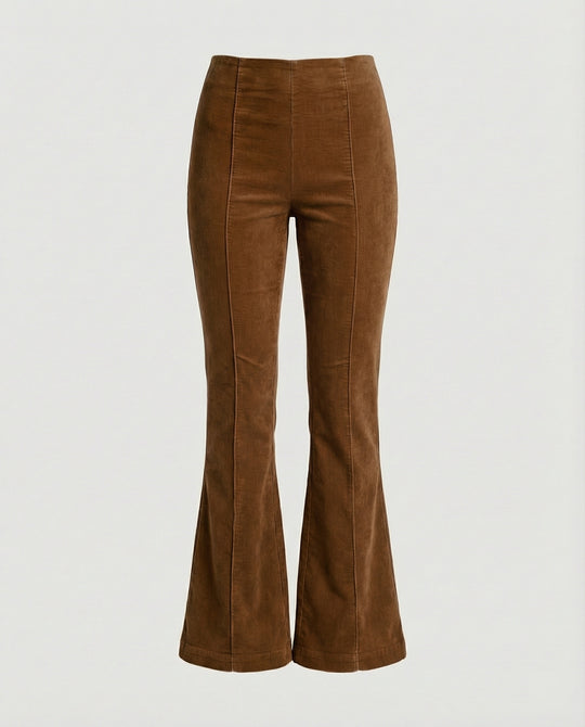 Damen Flared Cord-Hose mit hohem Bund und weichem Material EB