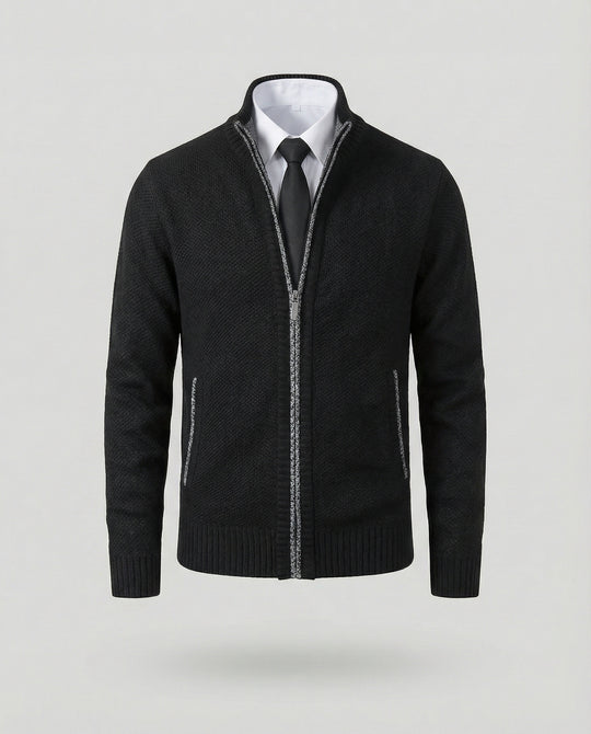 Herren Strickjacke mit hohem Kragen und elegantem Reißverschluss EB