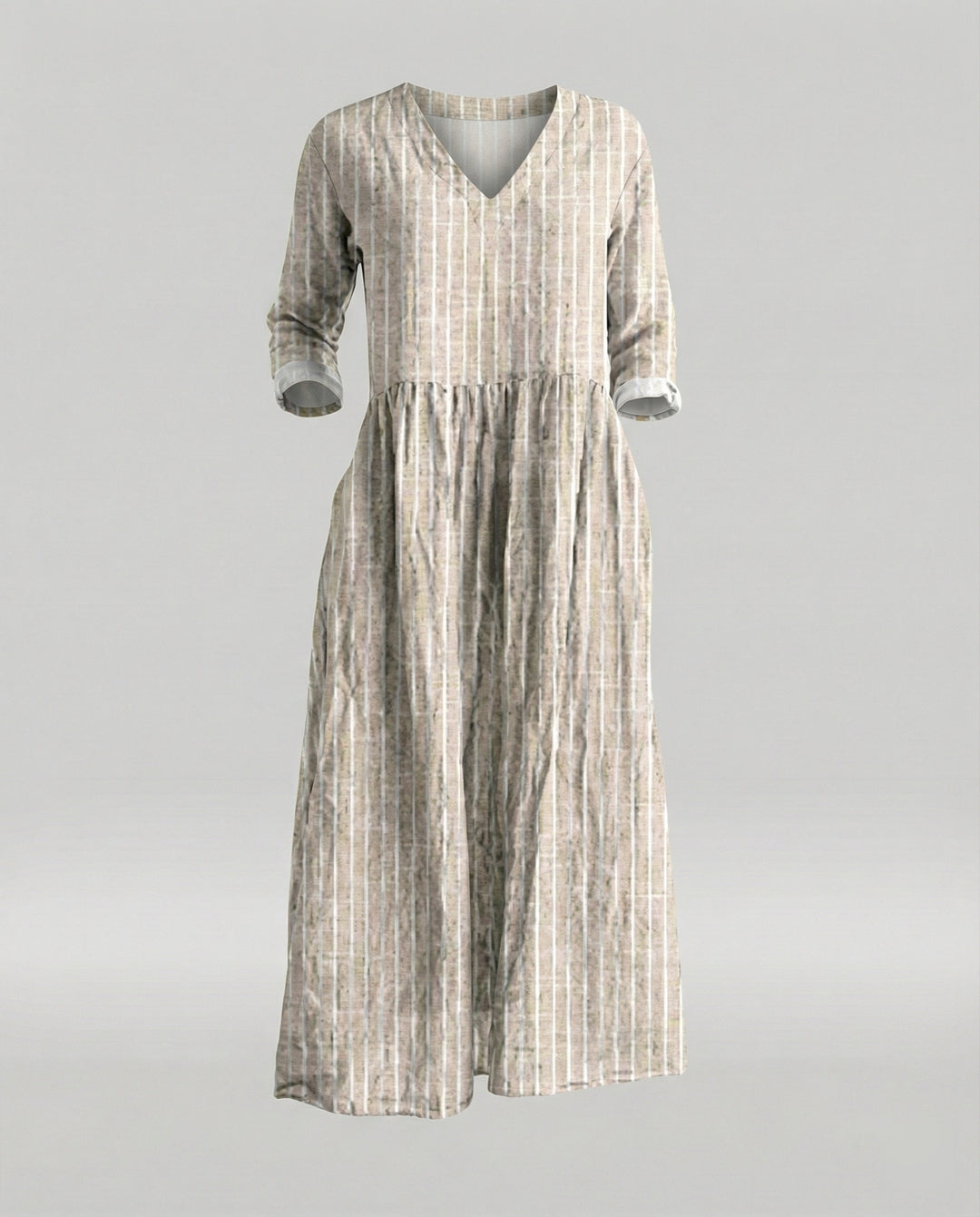 Damen Boho Maxikleid Sommer Leinenoptik