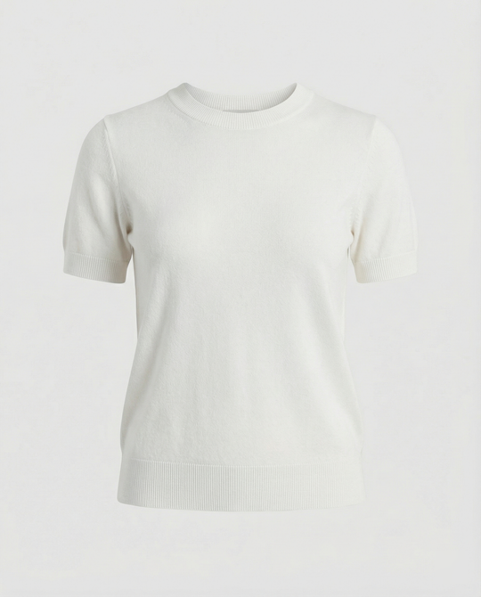 Damen Feinstrickpullover mit Kurzarmiger Silhouette und Weich Fließendem Material EB