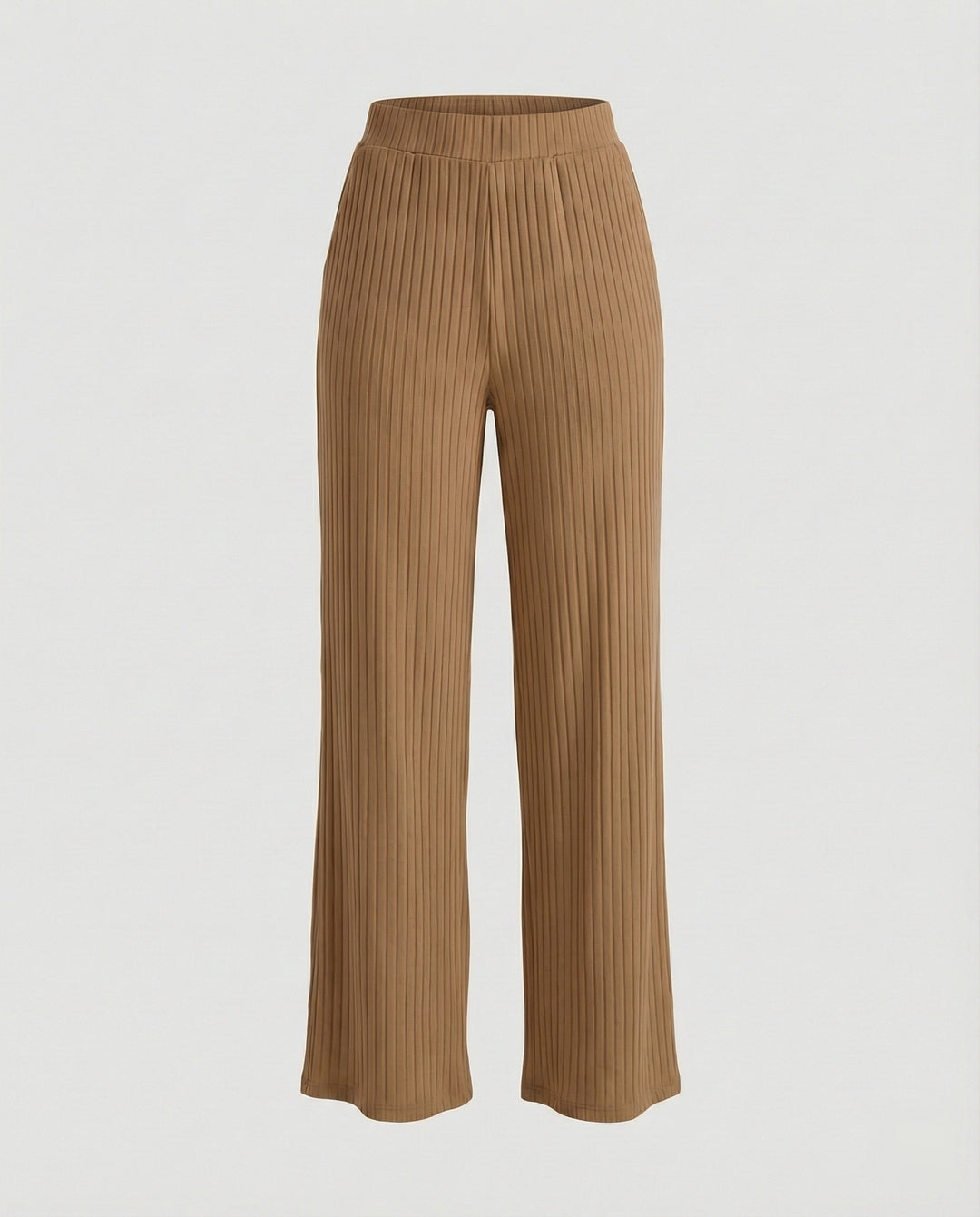 Damen elegante weit geschnittene Sommerhose mit feiner Rippstruktur EB