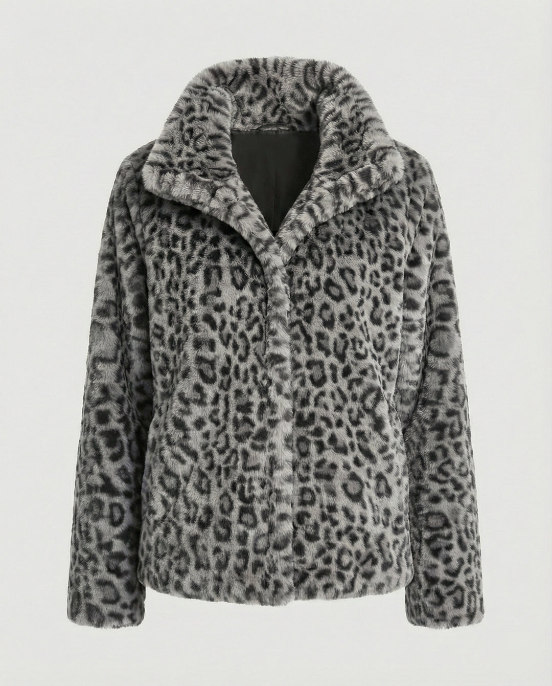 EB | Mantel - Kunstpelz - Oversized Fit - Reverskragen - Leopardenprint