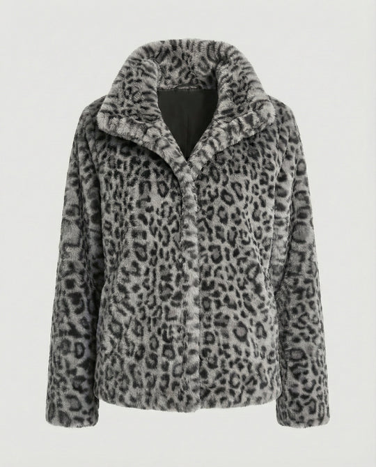 EB | Mantel - Kunstpelz - Oversized Fit - Reverskragen - Leopardenprint