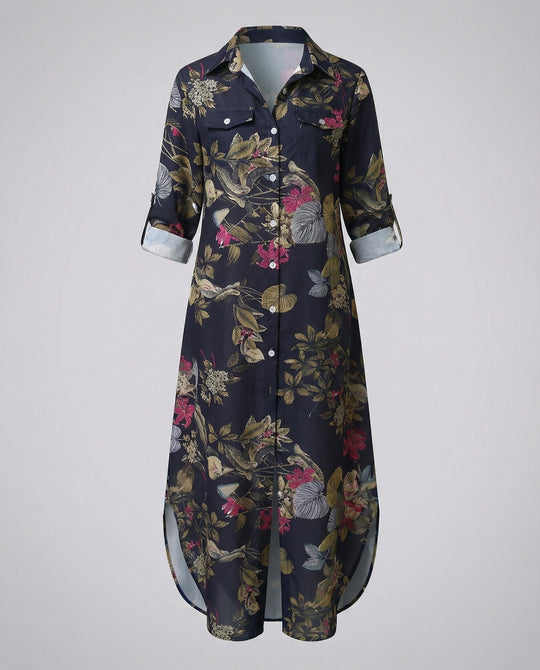 Freizeitkleid Damen Hemdblusenkleid Schlitz