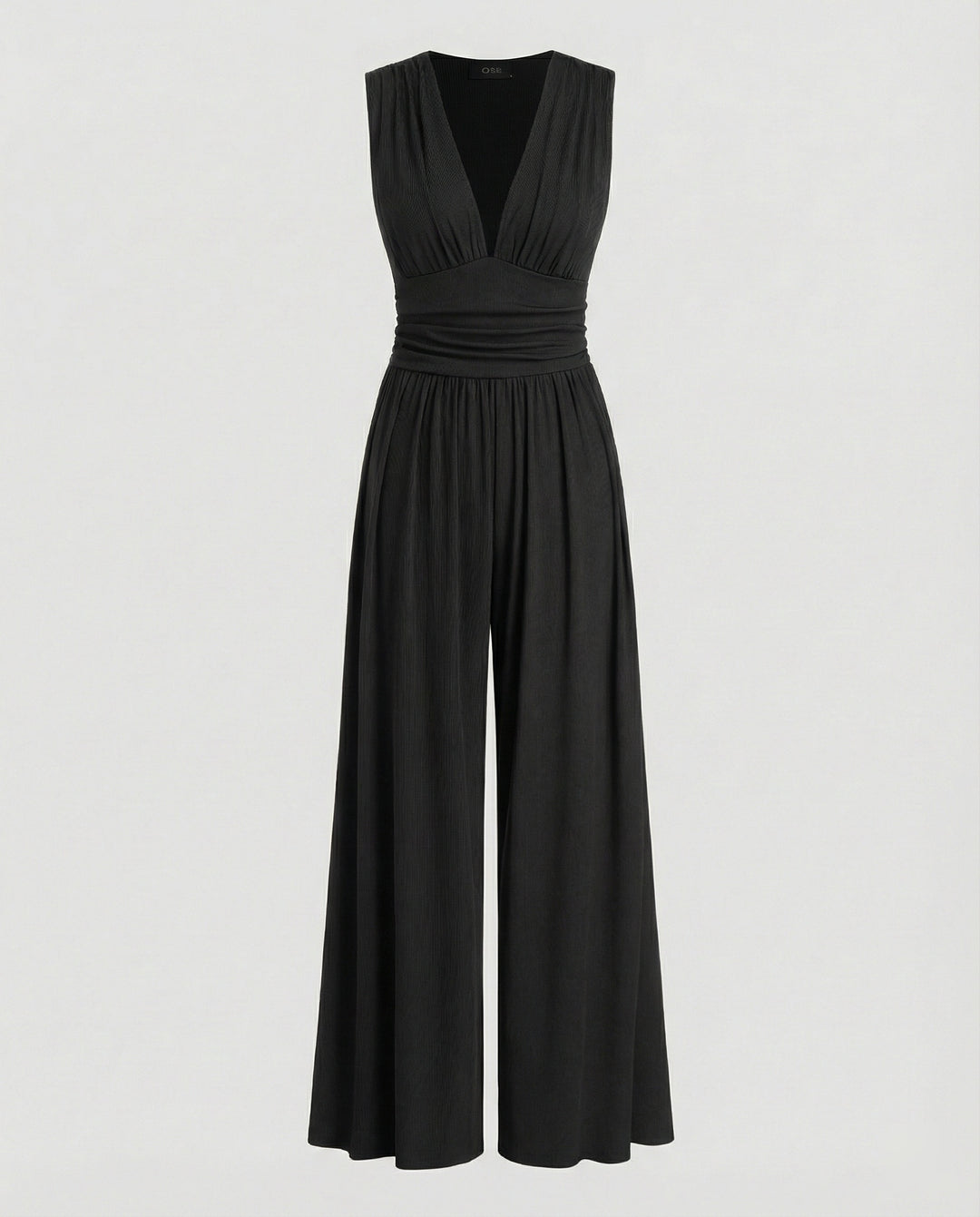 Damen Jumpsuit mit schickem V-Ausschnitt und weitem Bein EB