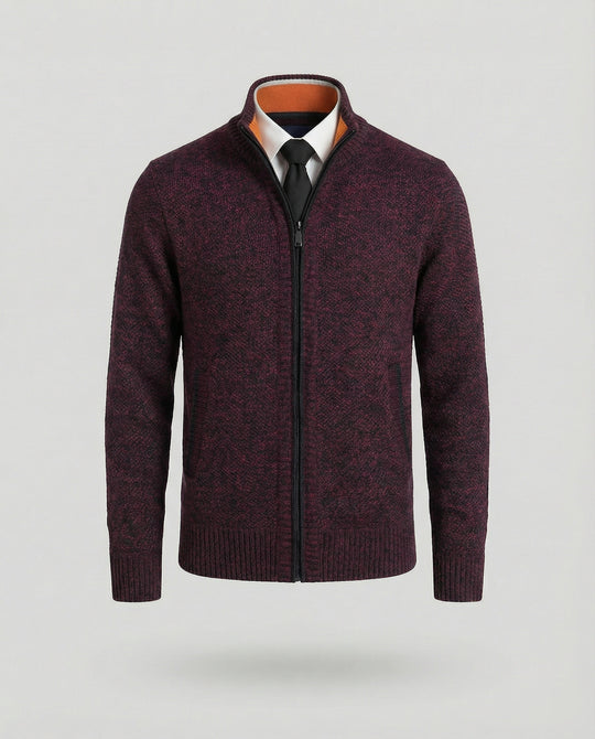 Herren Strickjacke mit hohem Kragen und elegantem Reißverschluss EB