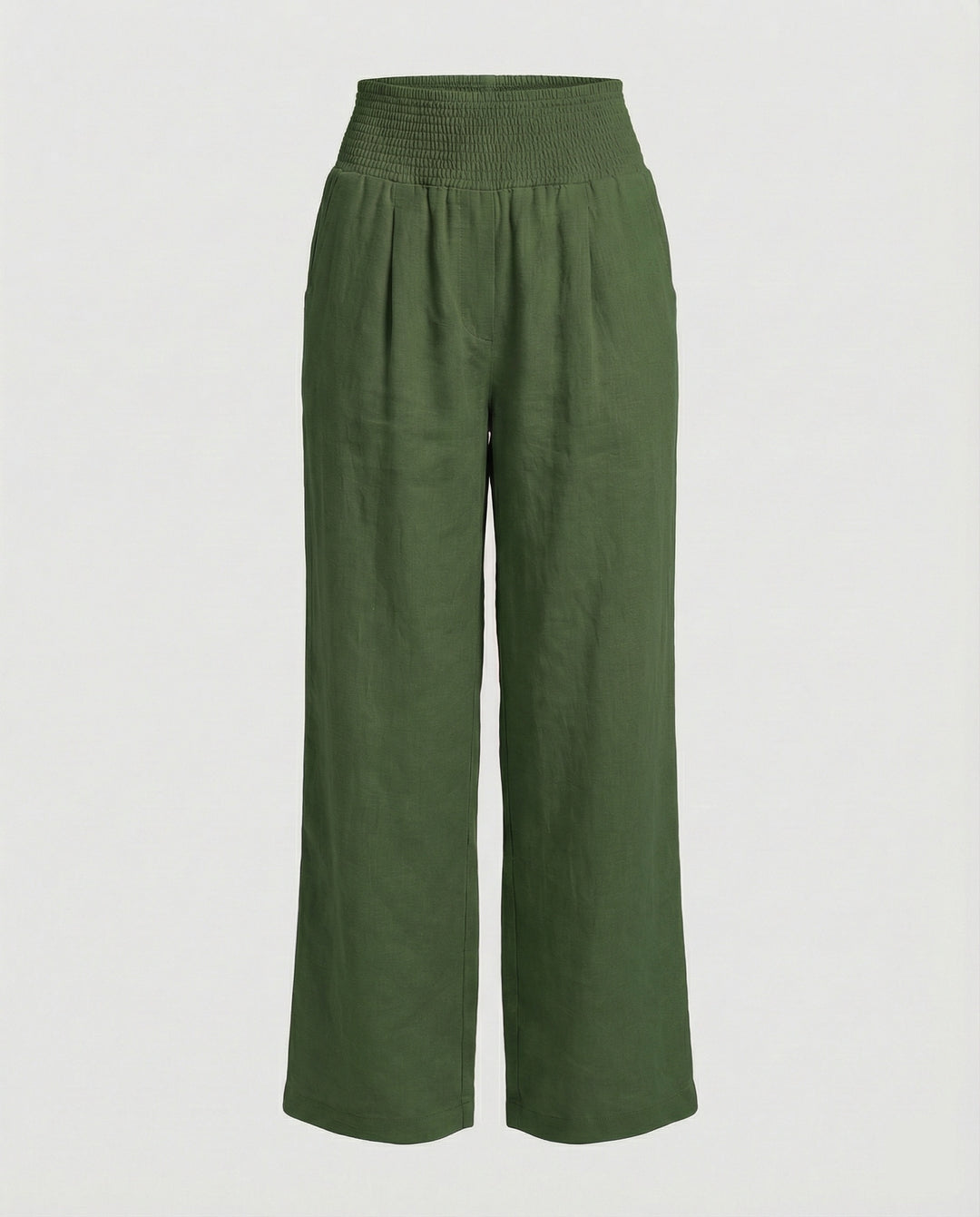 Damen Luftige Leinenhose mit elastischem Bund und Weitschnitt EB