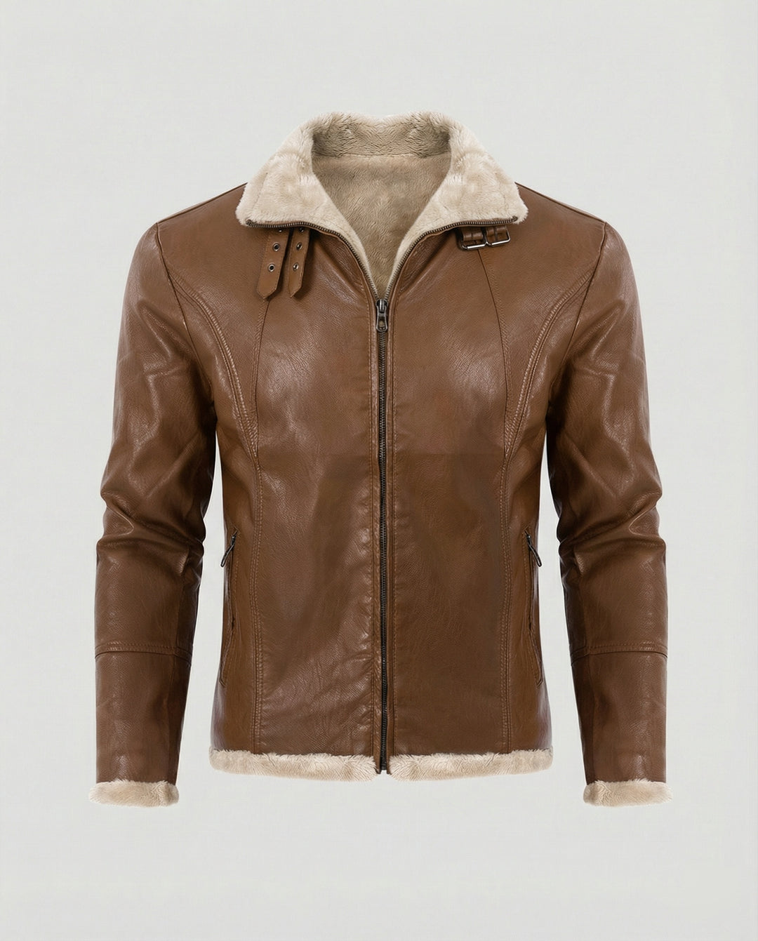Herren Kunstlederjacke mit warmem Innenfutter