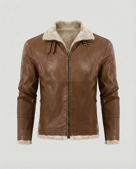 Herren Kunstlederjacke mit warmem Innenfutter
