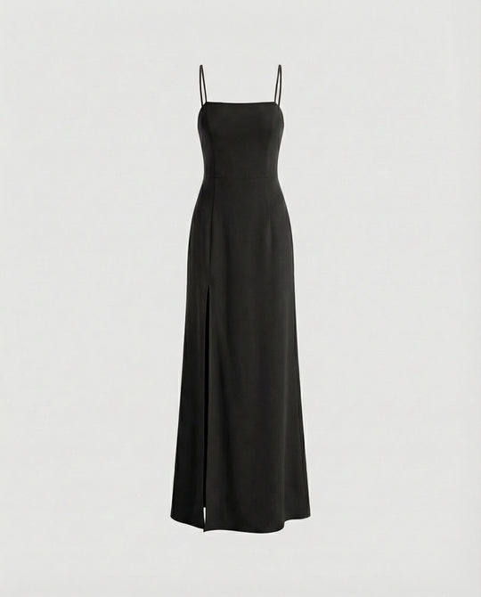 Damen Elegantes Abendkleid mit schwingendem Rock und tiefem Schlitz EB