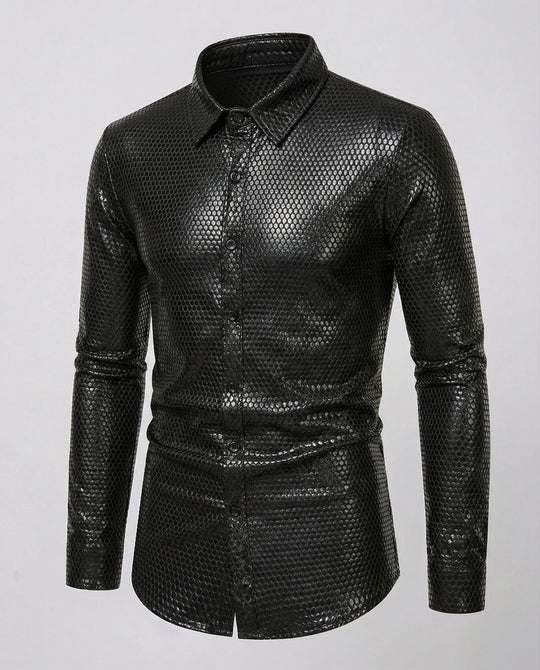 Herren Hemd mit glanzvollem Wabenmuster EB