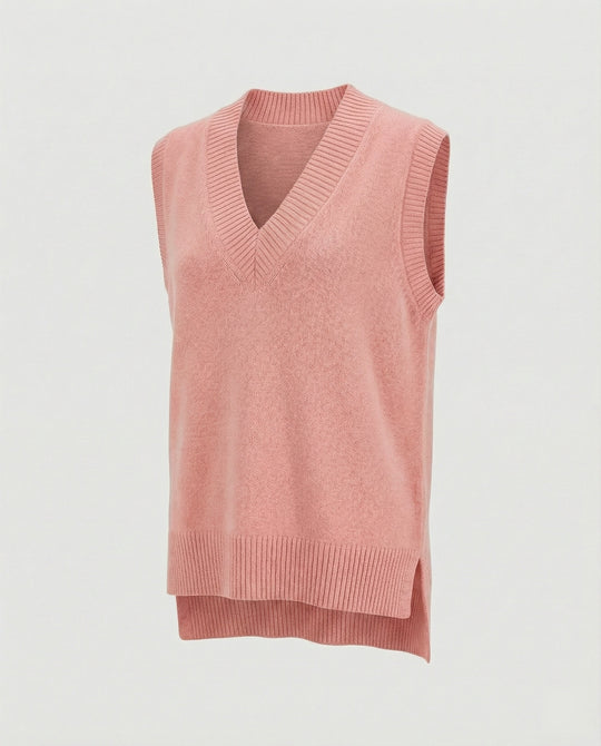 Damen Strickweste mit V-Ausschnitt und Rippstruktur EB