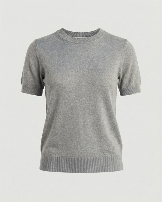 Damen Feinstrickpullover mit Kurzarmiger Silhouette und Weich Fließendem Material EB