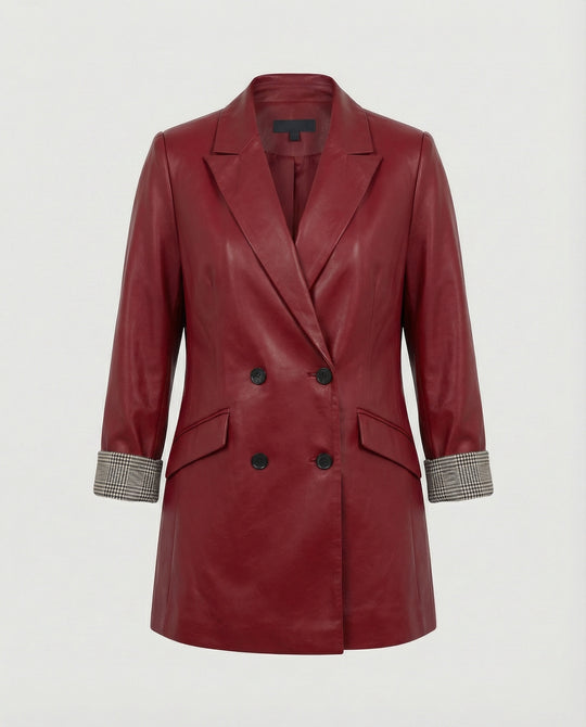 Damen Doppelreihiger Blazer mit kontrastierenden Ärmelaufschlägen EB