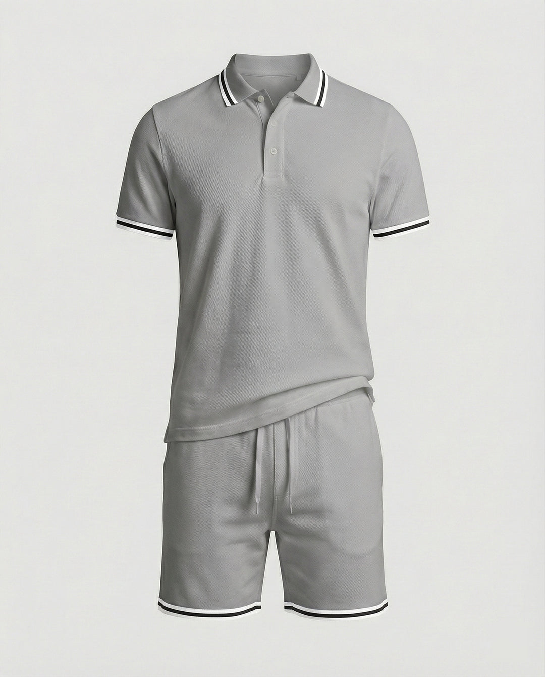Herren Sportliches Polo- und Shorts-Set mit Kontraststreifen EB