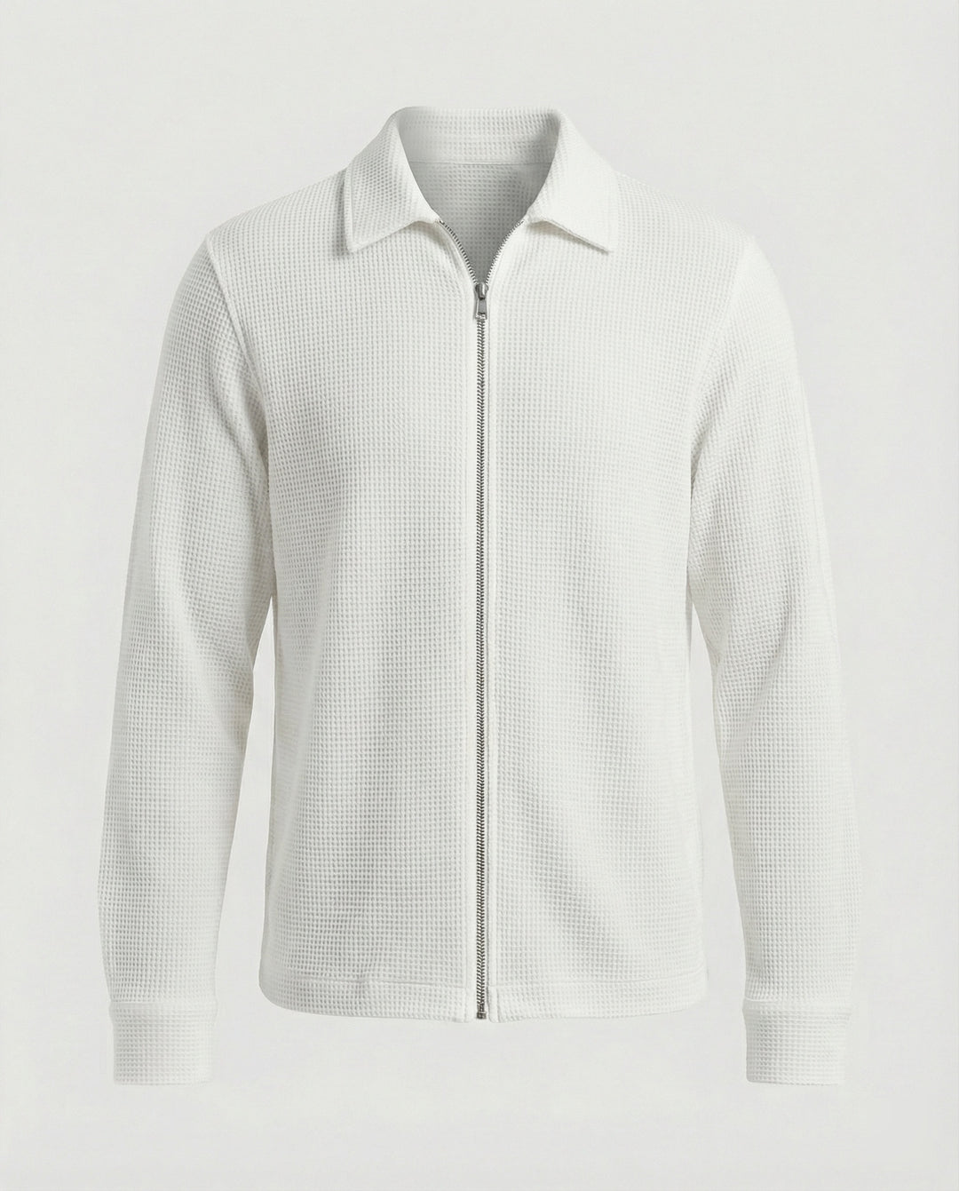 Herren Eleganter Langarmshirt mit strukturierter Oberflächenbeschaffenheit und hochwertigem Reißverschluss EB
