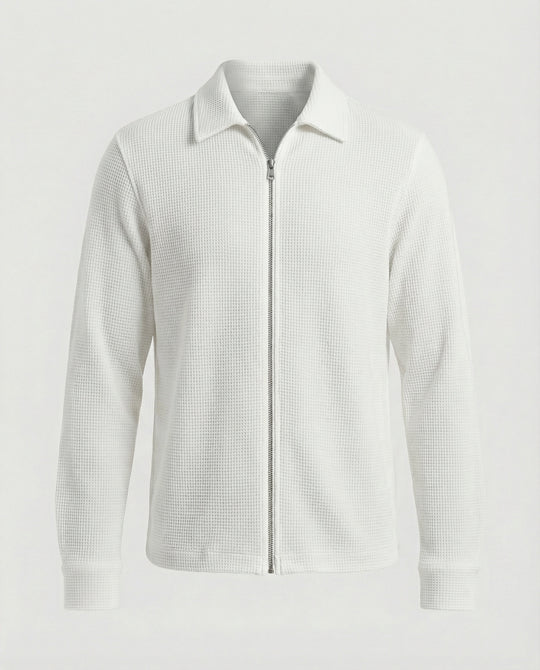 Herren Eleganter Langarmshirt mit strukturierter Oberflächenbeschaffenheit und hochwertigem Reißverschluss EB