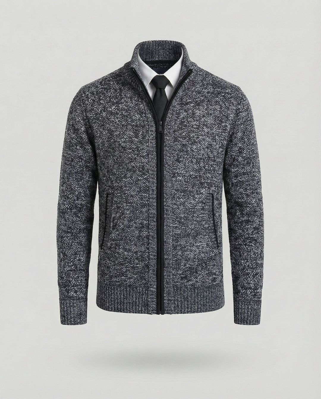 Herren Strickjacke mit hohem Kragen und elegantem Reißverschluss EB