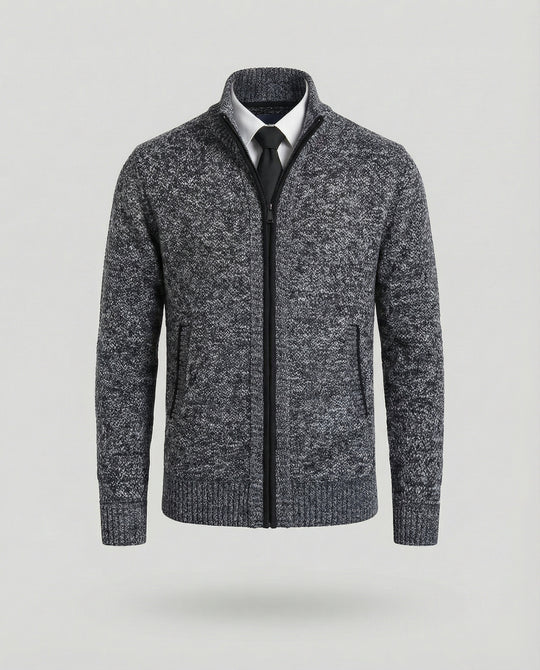 Herren Strickjacke mit hohem Kragen und elegantem Reißverschluss EB