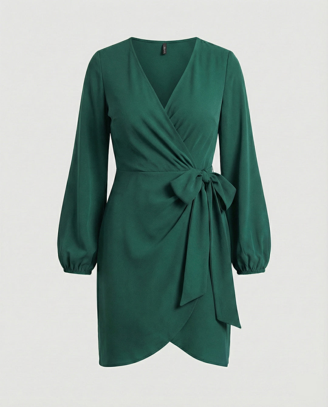 Damen Wickelkleid mit voluminösen Ärmeln und elegantem Taillengürtel EB