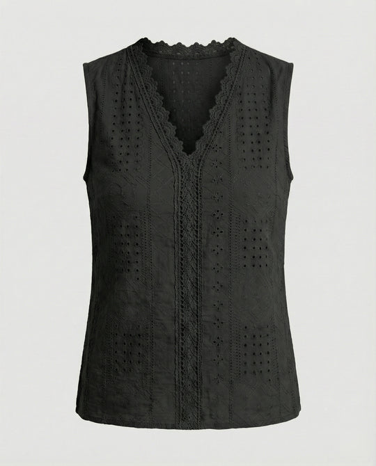 Damen Baumwolltop mit Lochstickerei EB