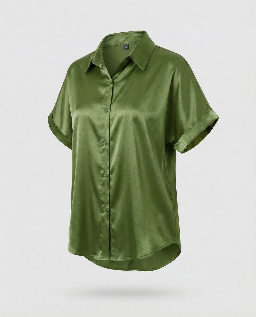 Damen Satin-Bluse mit großem Kragen und überschnittenen Schultern EB
