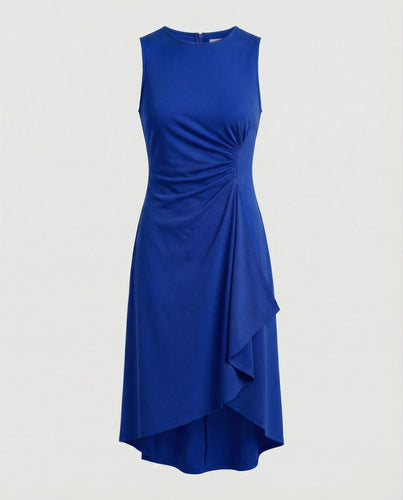 Damen ärmelloses Wickelkleid mit asymmetrischem Saum und Raffungen EB