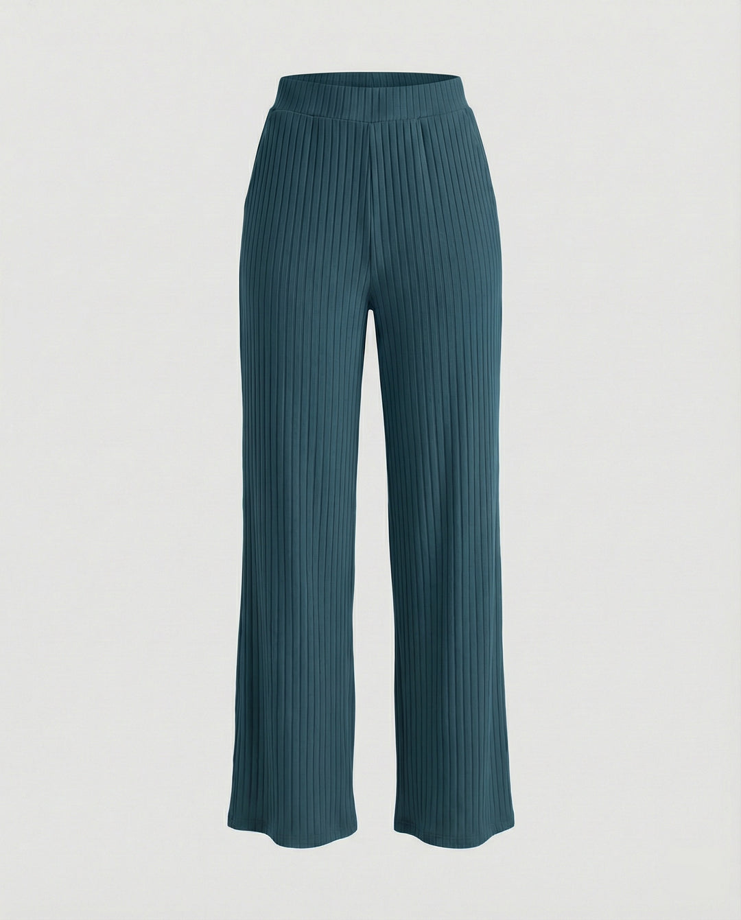 Damen elegante weit geschnittene Sommerhose mit feiner Rippstruktur EB