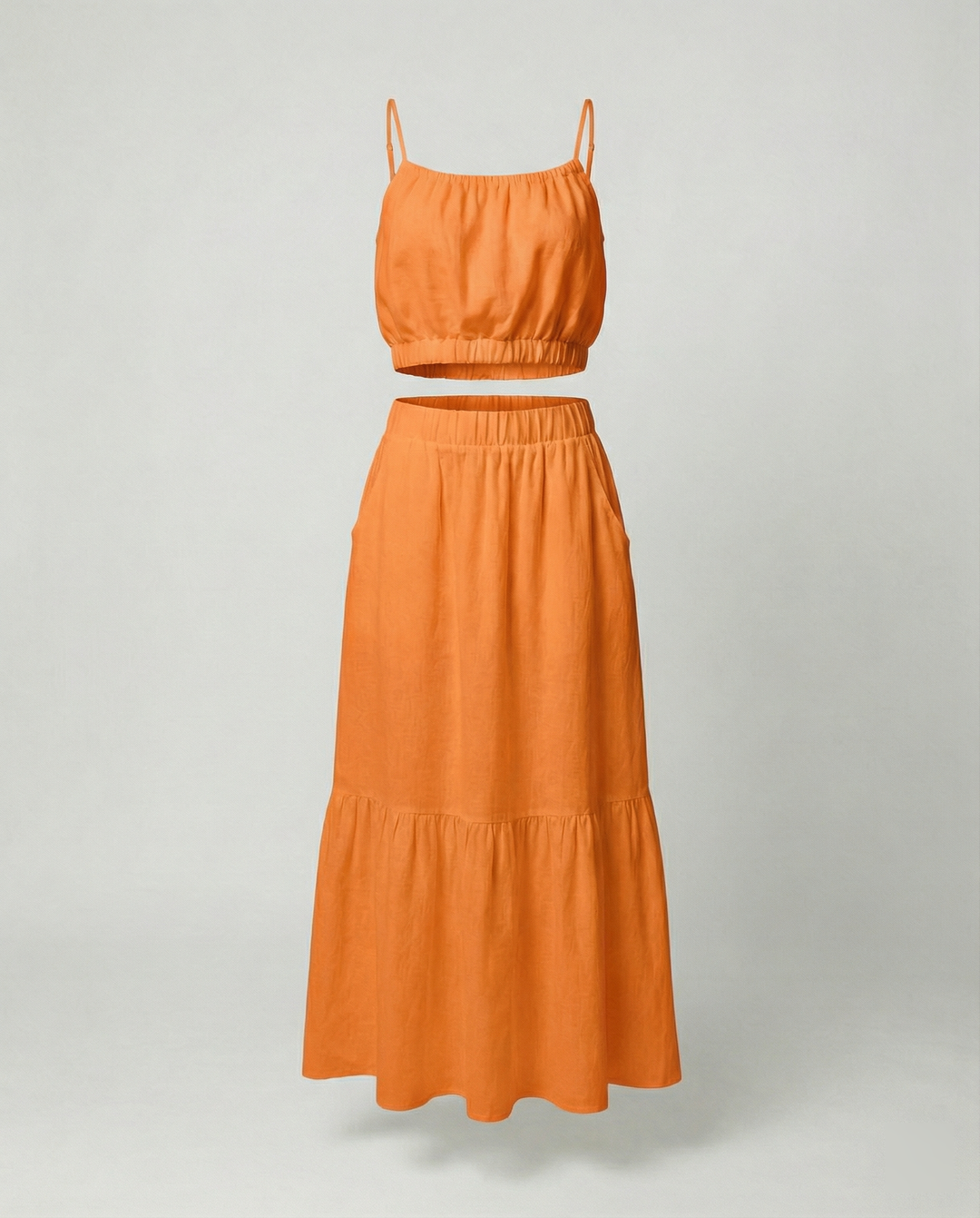 Damen Sommerliches Zweiteiler-Kleid mit fließendem Schnitt und praktischen Taschen EB