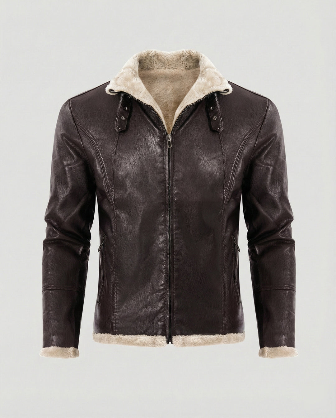 Herren Kunstlederjacke mit warmem Innenfutter