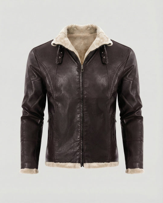 Herren Kunstlederjacke mit warmem Innenfutter
