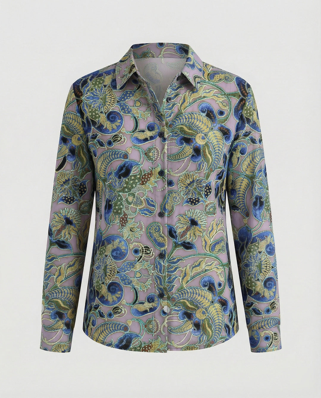 Leichte Hemdbluse Damen Aquarell Blumen