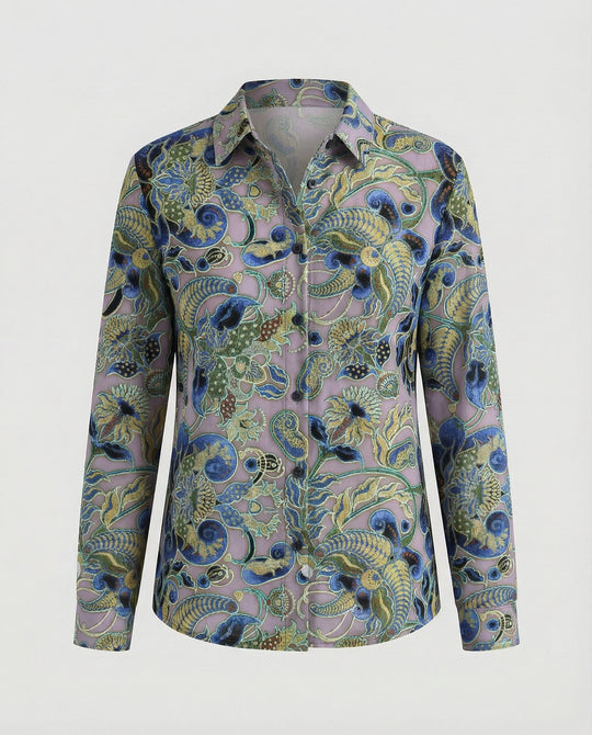 Leichte Hemdbluse Damen Aquarell Blumen