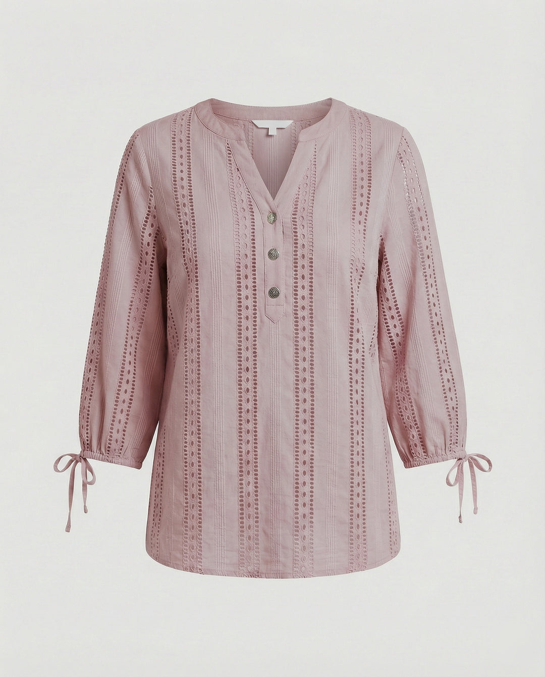 Damen Modisches Blusenshirt mit Spitzendetails und Knopfleiste EB