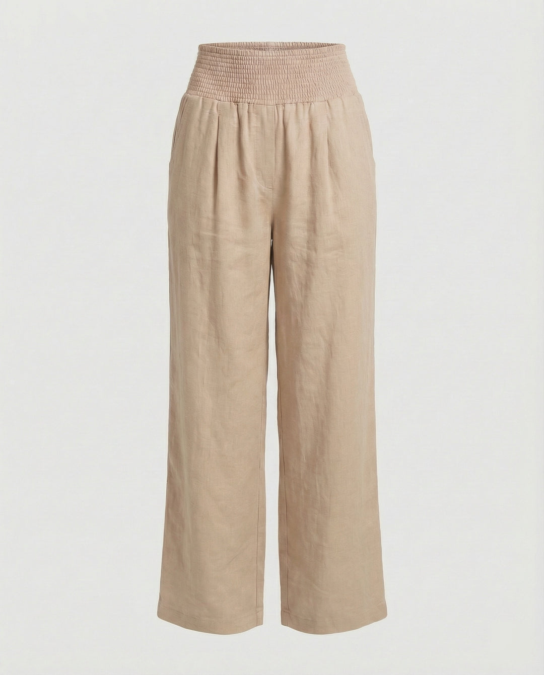 Damen Luftige Leinenhose mit elastischem Bund und Weitschnitt EB