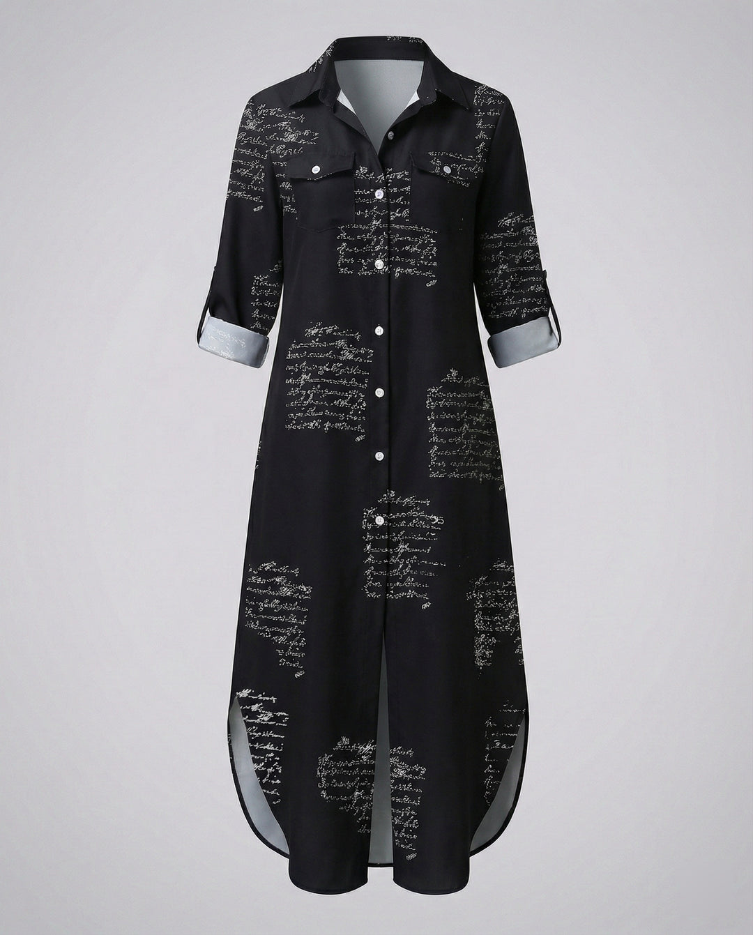 Freizeitkleid Damen Hemdblusenkleid Schlitz