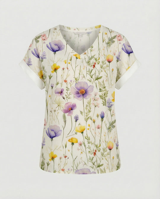 V-Ausschnitt Bluse Leinenoptik Damen
