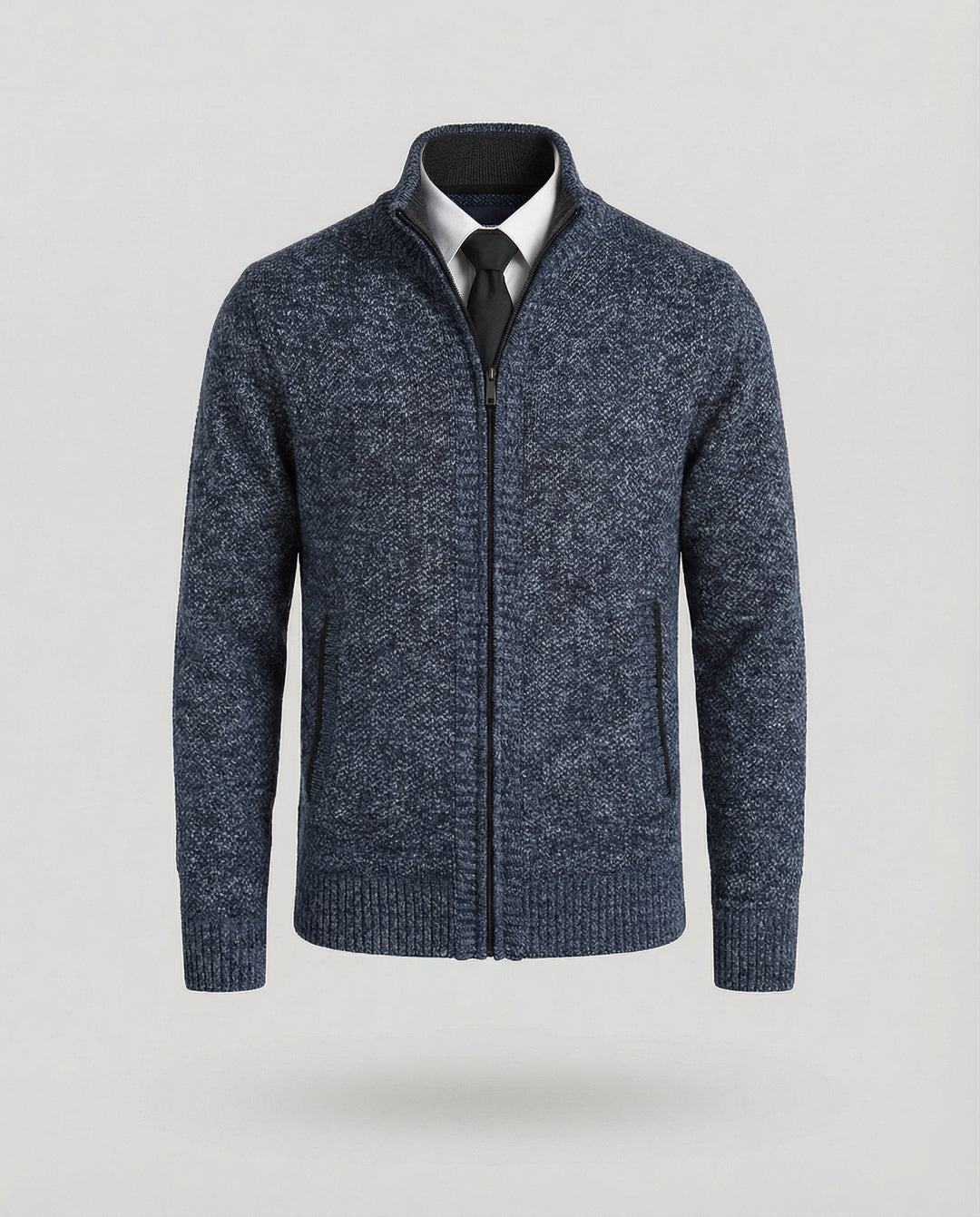Herren Strickjacke mit hohem Kragen und elegantem Reißverschluss EB
