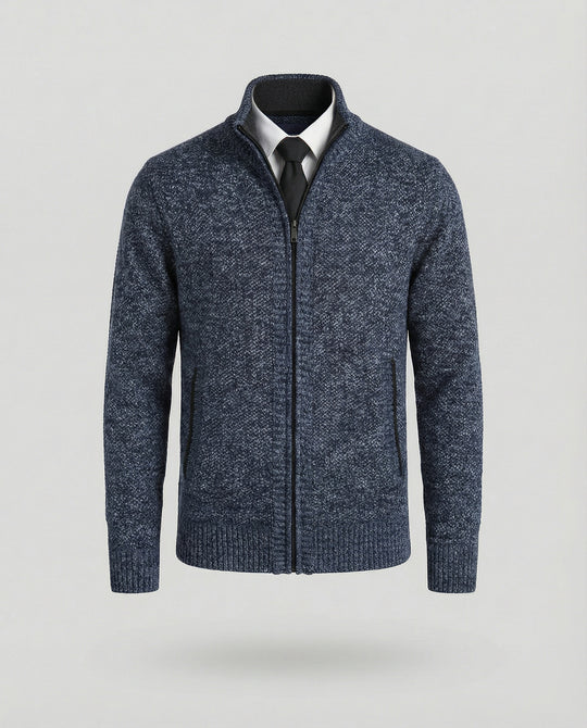Herren Strickjacke mit hohem Kragen und elegantem Reißverschluss EB