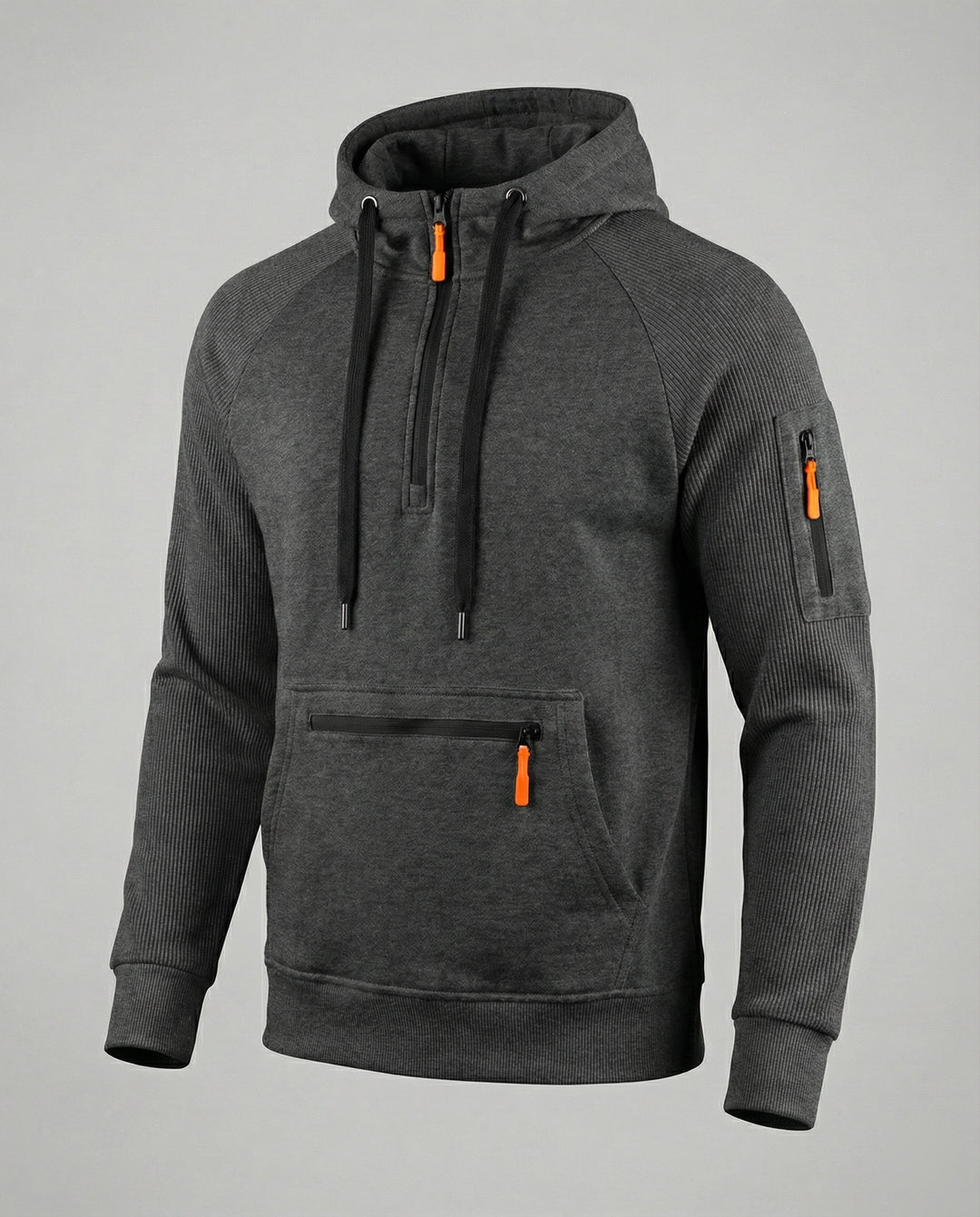 Herren sportlicher Hoodie mit praktischen Reißverschlusstaschen und verstellbarem Kapuzenzug EB