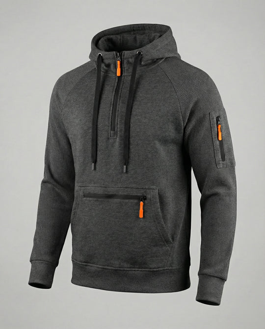 Herren sportlicher Hoodie mit praktischen Reißverschlusstaschen und verstellbarem Kapuzenzug EB