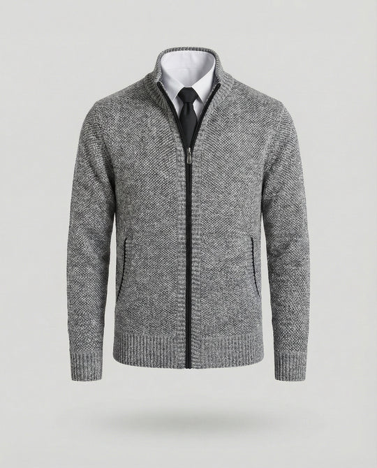 Herren Strickjacke mit hohem Kragen und elegantem Reißverschluss EB
