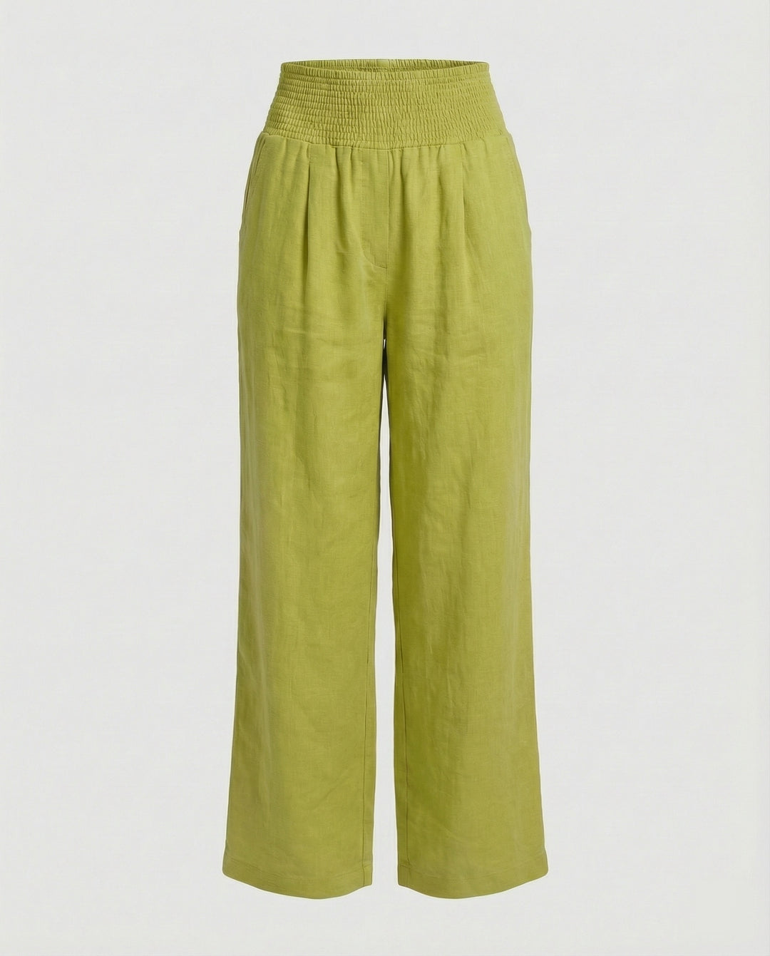 Damen Luftige Leinenhose mit elastischem Bund und Weitschnitt EB