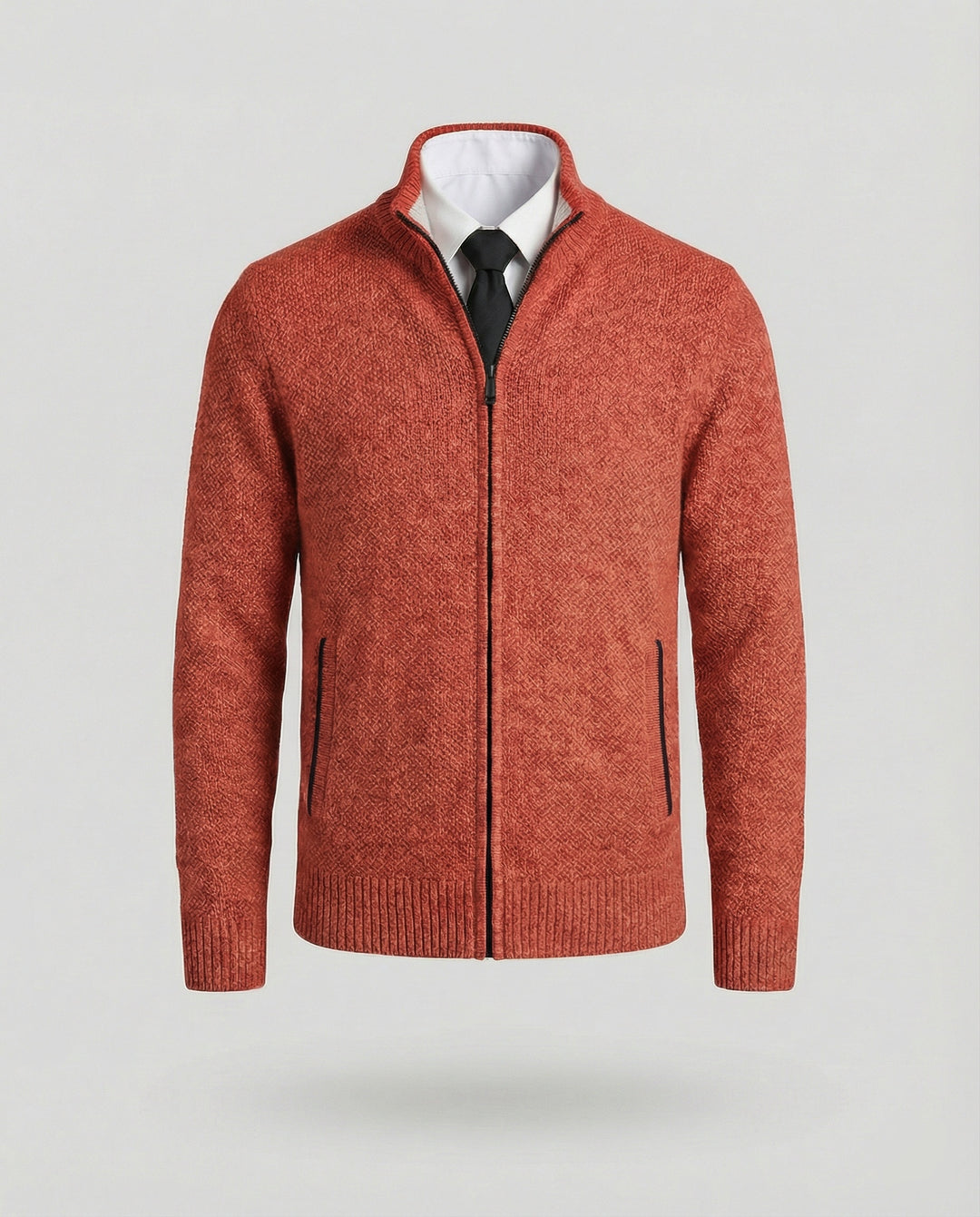 Herren Strickjacke mit hohem Kragen und elegantem Reißverschluss EB