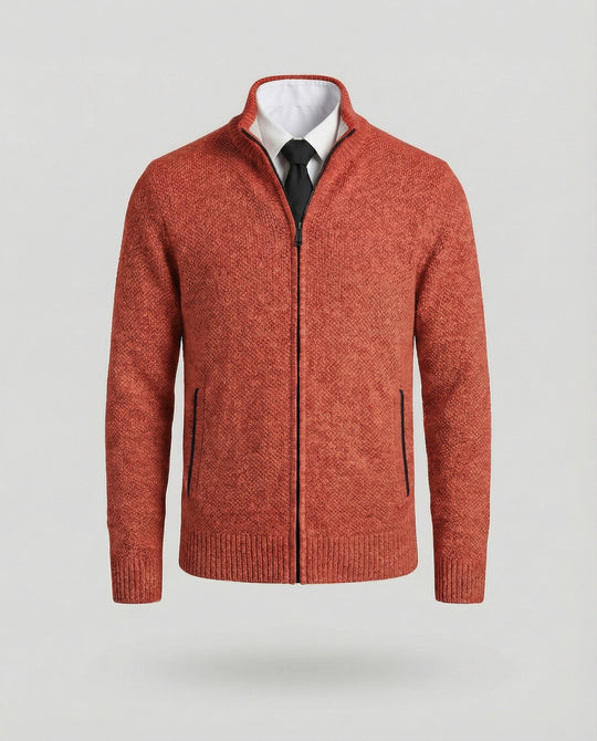 Herren Strickjacke mit hohem Kragen und elegantem Reißverschluss EB