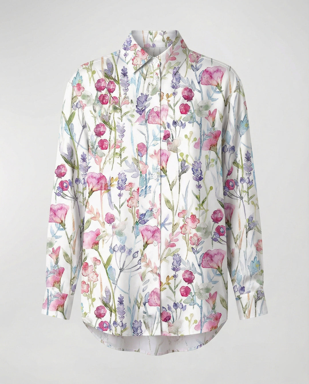 Leichte Hemdbluse Damen Aquarell Blumen