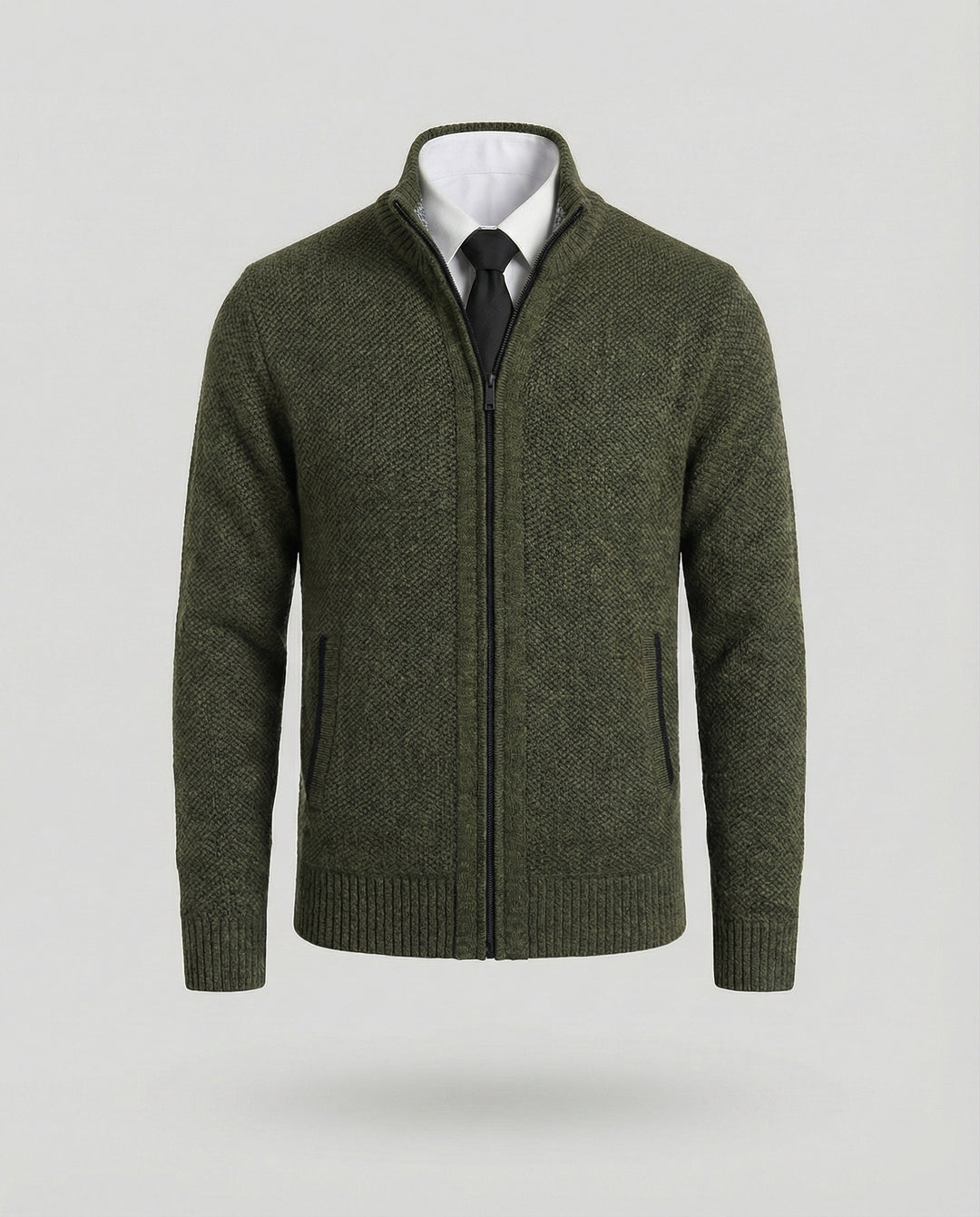 Herren Strickjacke mit hohem Kragen und elegantem Reißverschluss EB